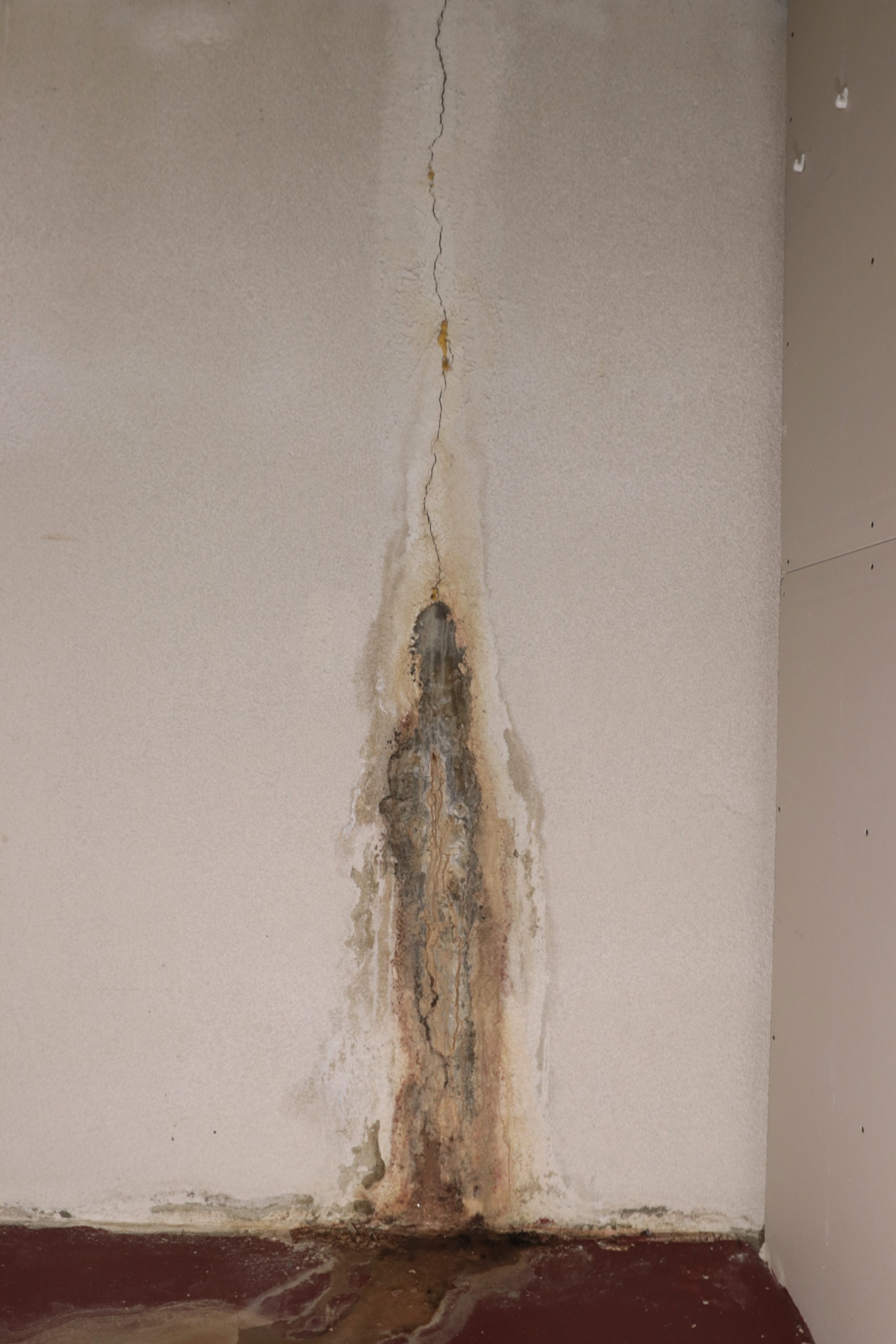 vertical crack in interior basement wall